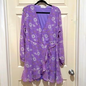 Purple floral wrap dress size XL
